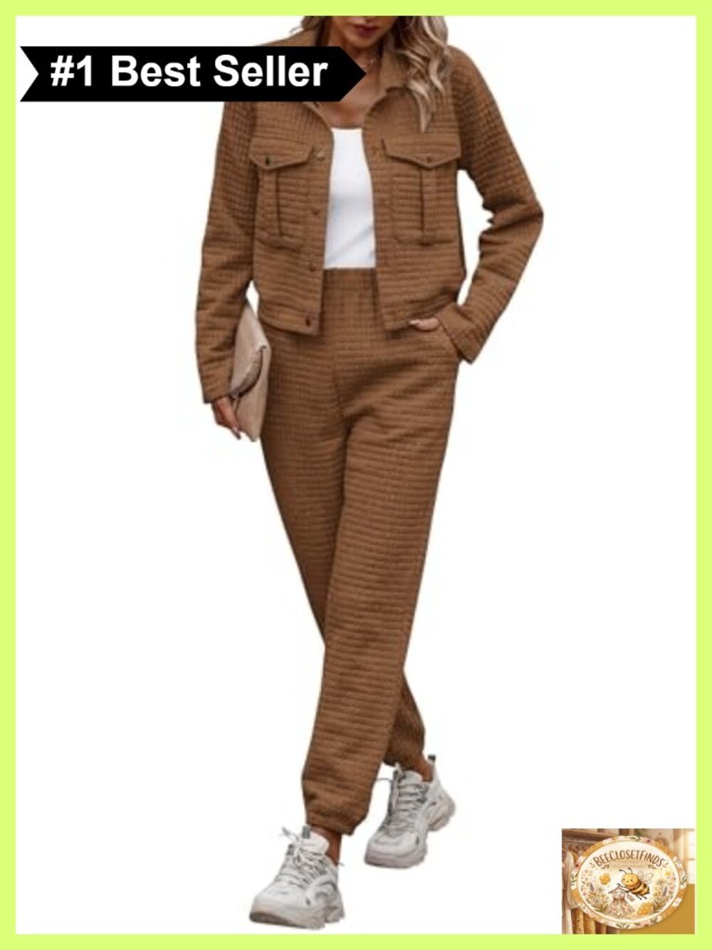 Women's 2 Piece Lounge Set Button Down Shacket Jogger Pants Polyester Elastane